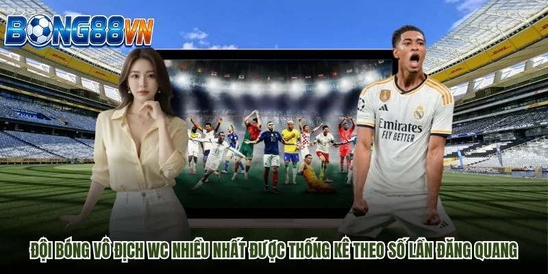 Đội bóng vô địch WC nhiều nhất được thống kê theo số lần đăng quang